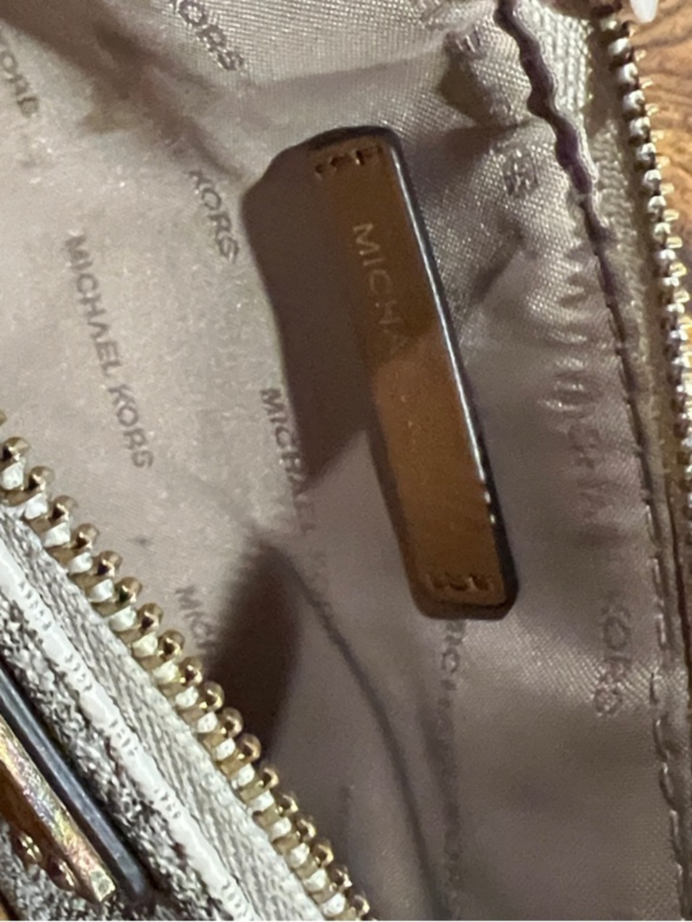 Michael Kors Beige Logo Wristlet with Brown Strap - Picture 7 of 7